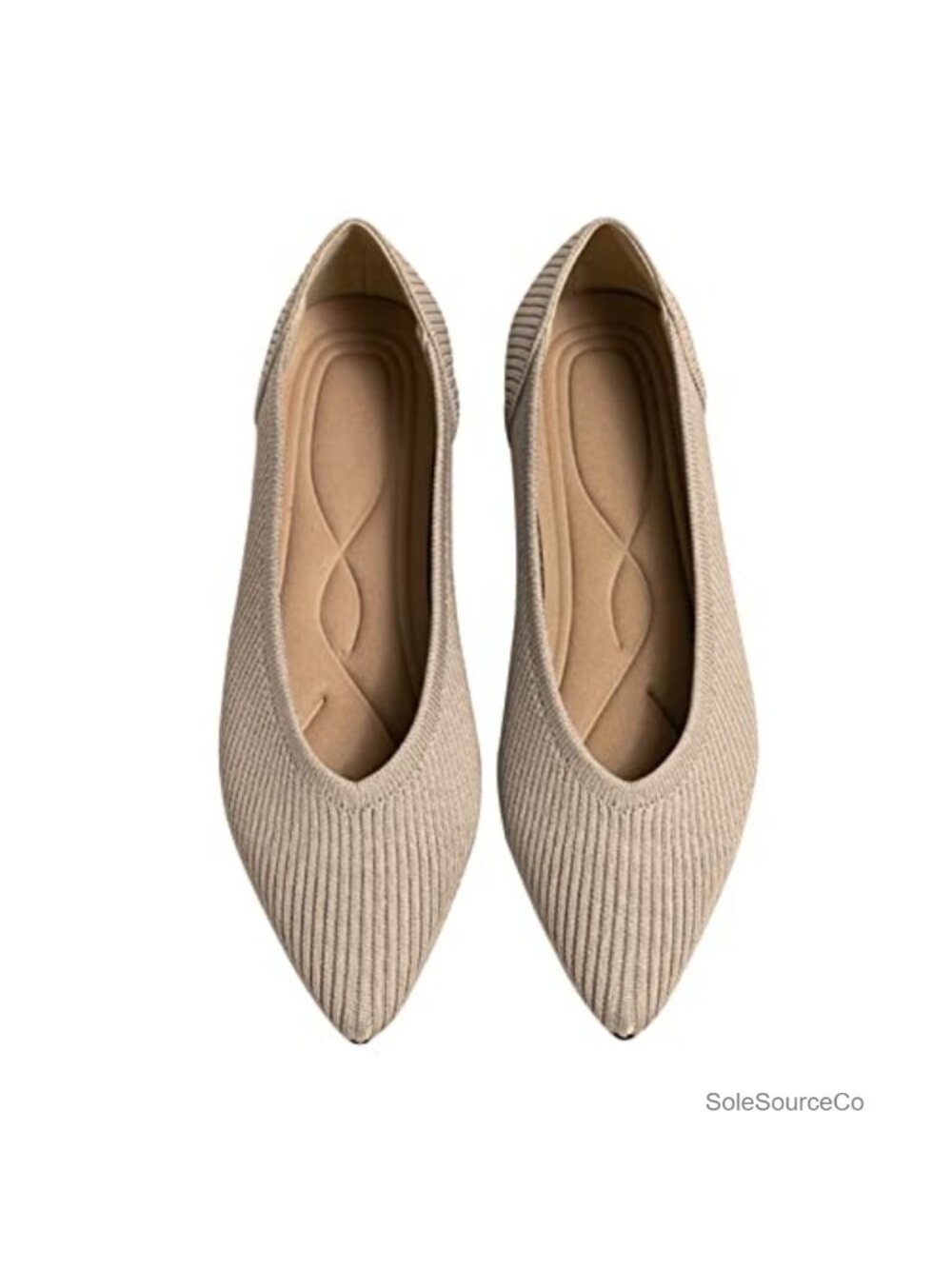 Women's Knit Pointed Toe Ballet Flats Slip On Comfortable Dressy